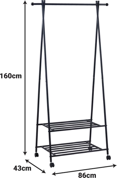 Mobilje hyrëse Pintu, metal i zi, 86x43x160cm