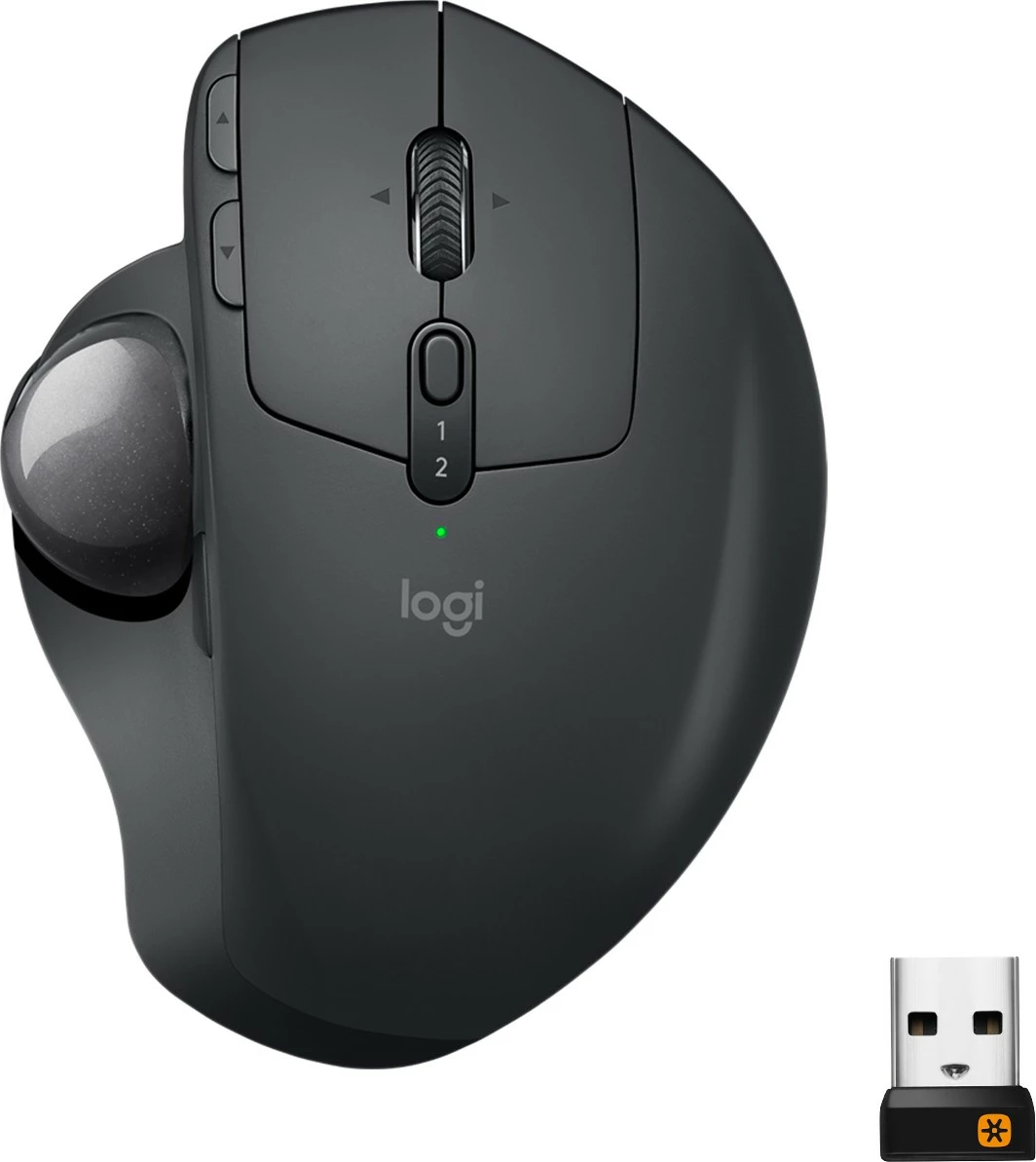 Maus Logitech MX Ergo, Djathtas, Trackball, RF Wireless + Bluetooth, 440 DPI, Grafit