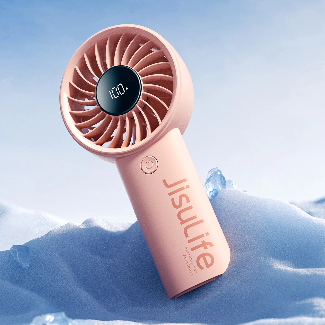 Ventilator dore Jisulife Life4 3600mAh USB-C, 5 shpejtësi, rozë (me litar dhe kabllo)