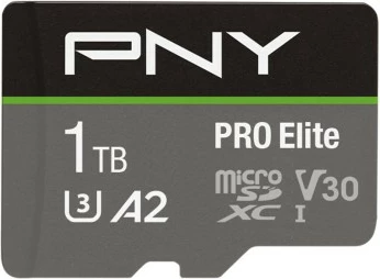 MicroSDXC PNY PRO Elite 1TB, Class 10, UHS-I, 100MB/s, 90MB/s, zi/gri