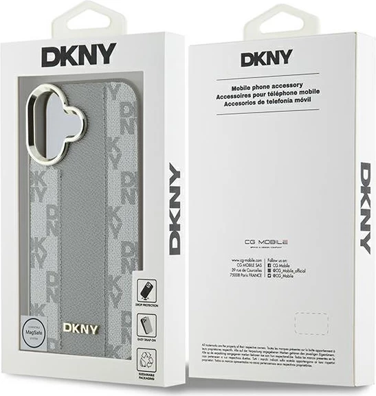 Mbështjellës DKNY për iPhone 16, MagSafe, lëkurë eco, Bezhe