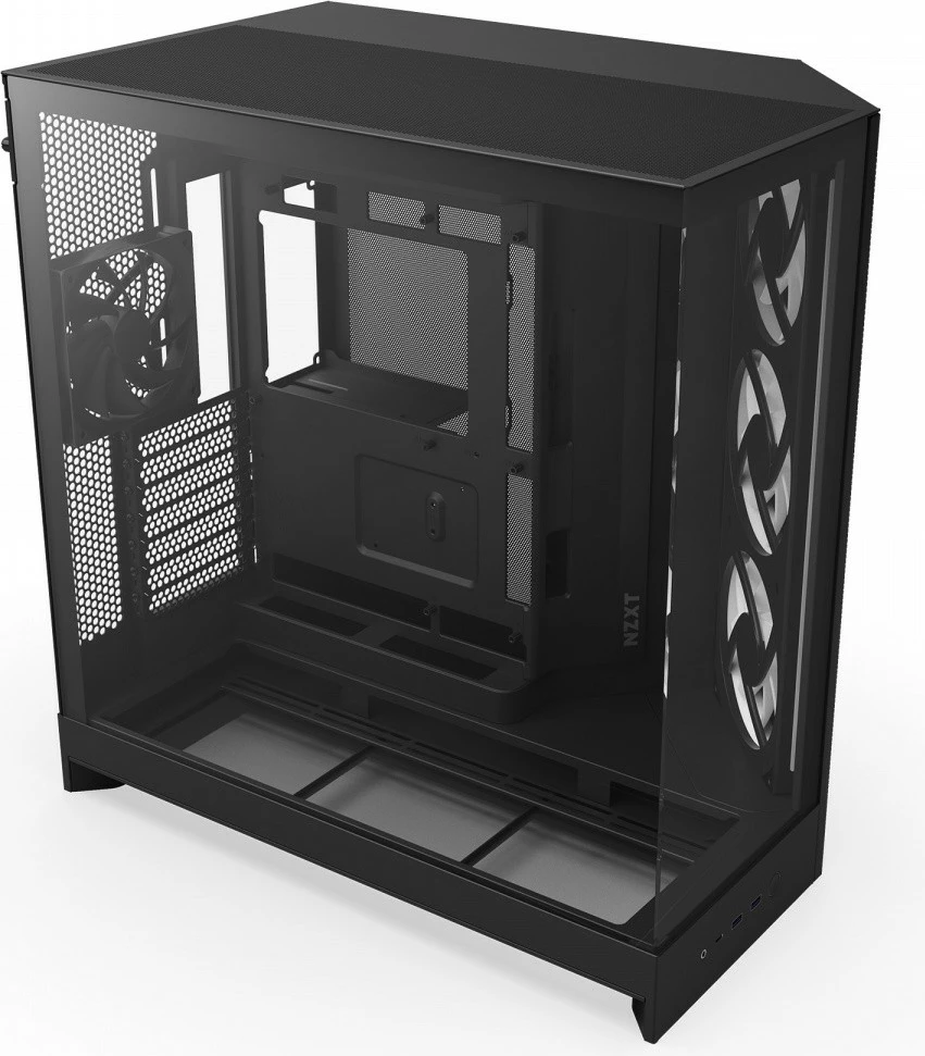 Kasë NZXT H9 Flow RGB (2025) CM-H92FB-R1 Midi Tower ATX, xham i temperuar, mbështetje radiator 420 mm, deri 10 fenera, e zezë