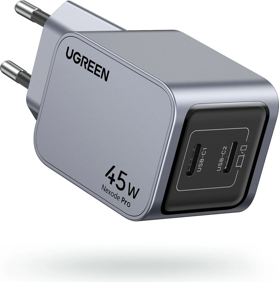 Karikues universal Ugreen 35008, 45W, 2x USB Type-C, Power Delivery 3.0, Quick Charge 4, ngjyrë hiri