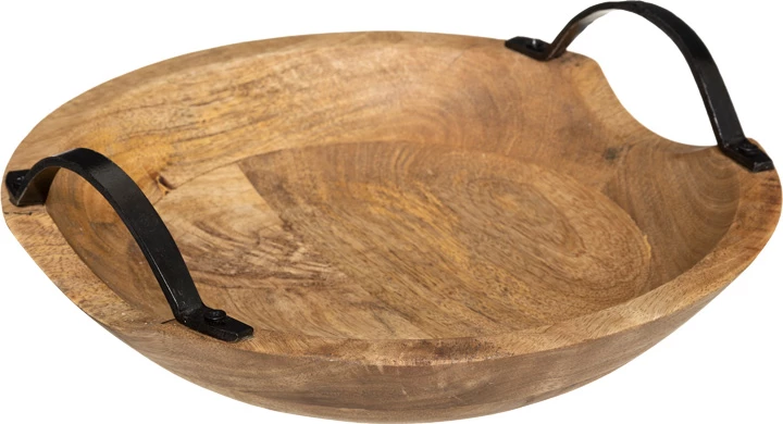 Tabaka dekorative Evria, dru mango, ngjyrë natyrale, 30x30x8cm