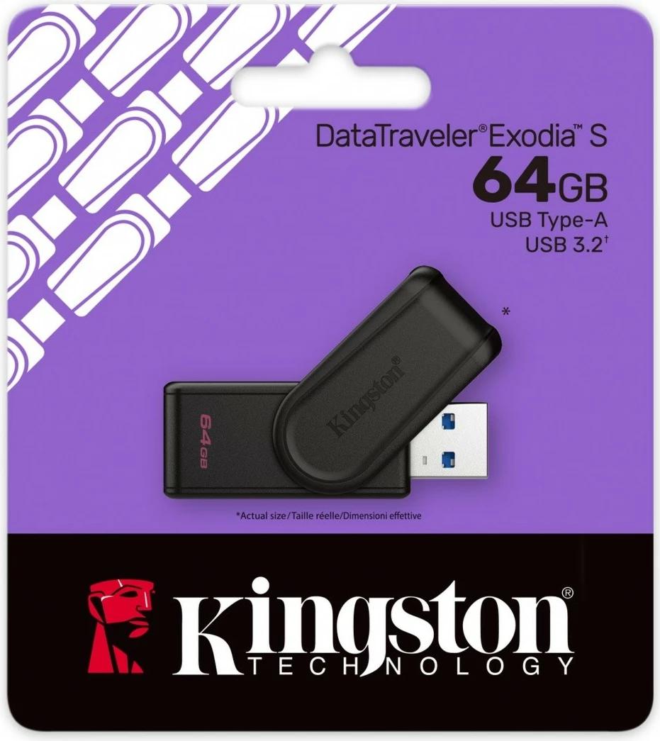 Pendrive Kingston DataTraveler Exodia S 64GB, USB 3.2 Gen1, Zi