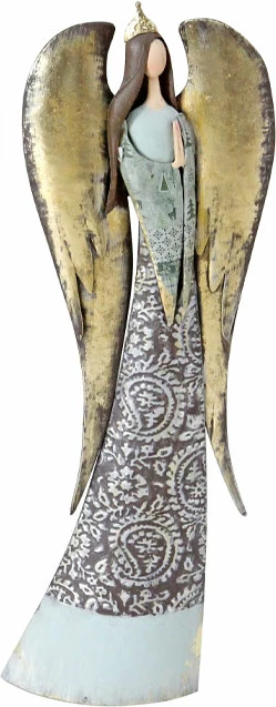 Dekor engjëll me krahë, shumëngjyrësh, metal, 20x9x54cm