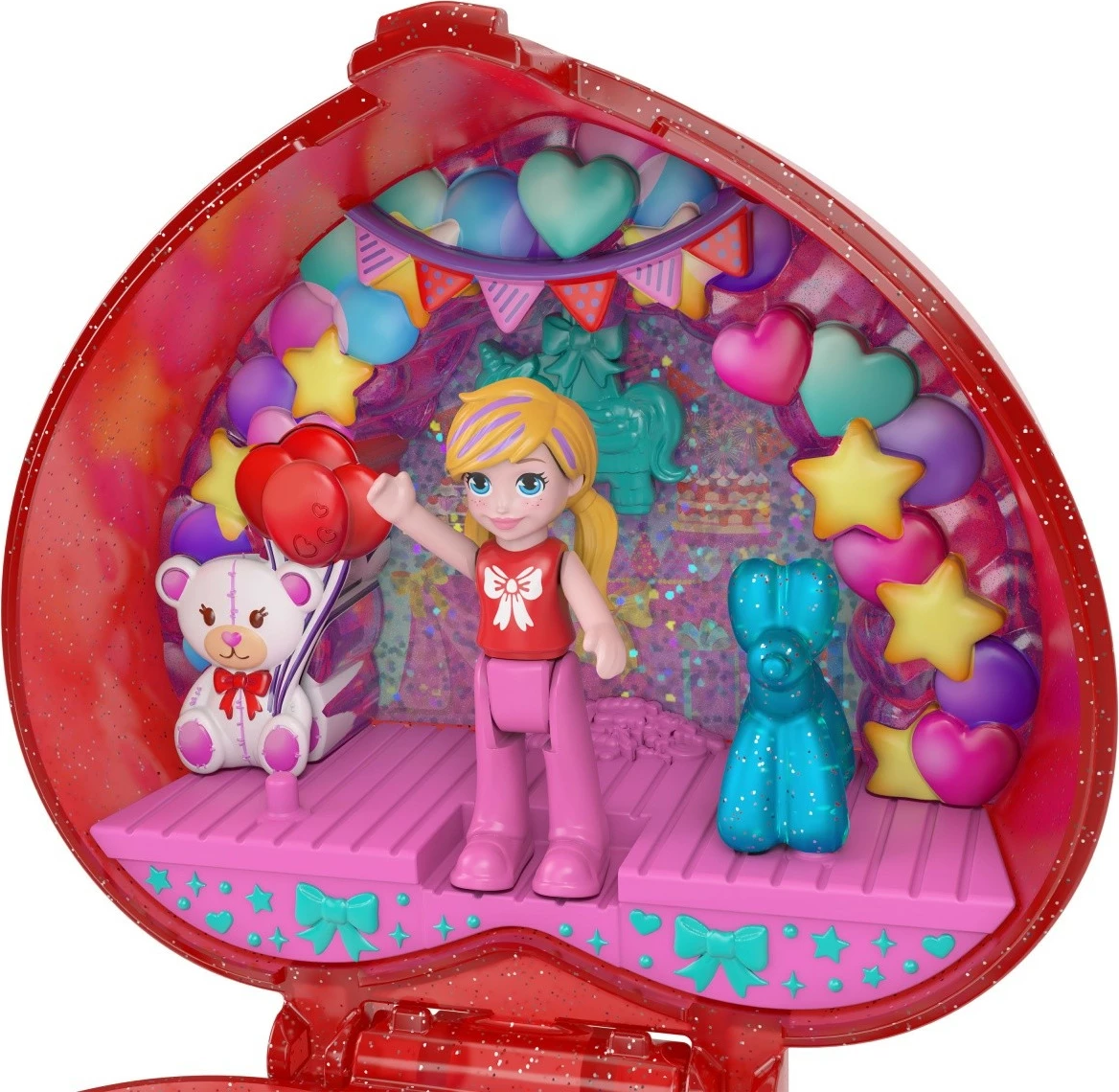 Set lodrash Polly Pocket Mattel JGK21, 80 vjetori, me mikro kukull dhe aksesorë, Kuqe