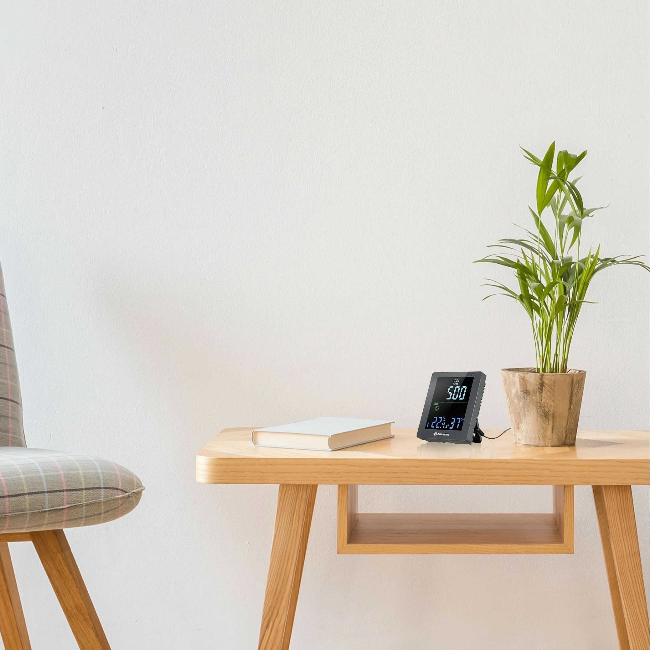 Monitor cilësie ajri Bresser CO2, ekran LED, gri