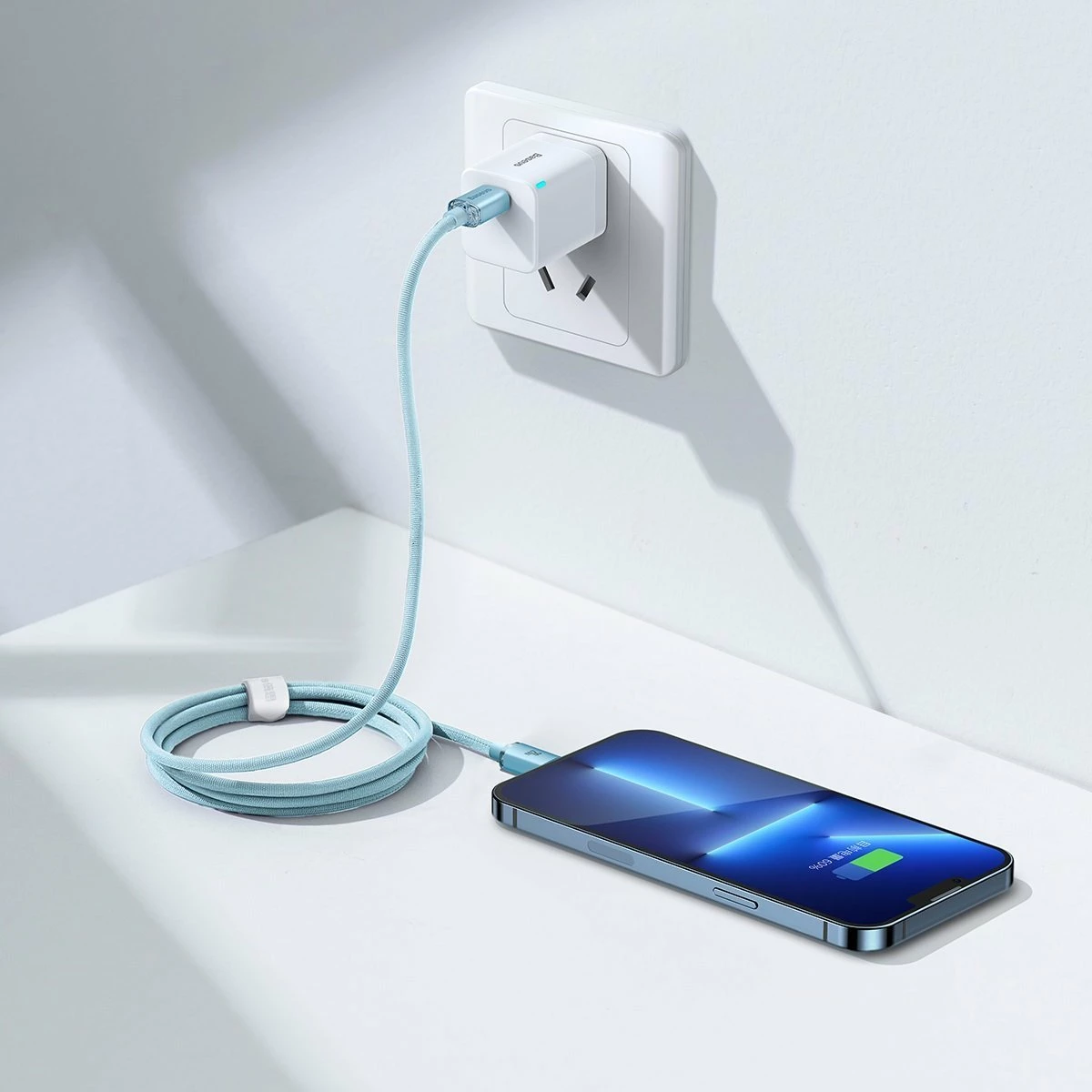 Kabllo Baseus Crystal Shine BSU3637/CAJY001303 USB-C në Lightning 1.2 m PD 20W, e kaltër e çelët