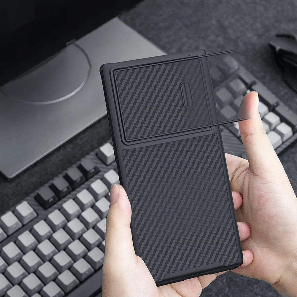 Mbështjellës Nillkin Synthetic Fiber S Case për Samsung Galaxy S23 Ultra, me kapak kamere, i zi