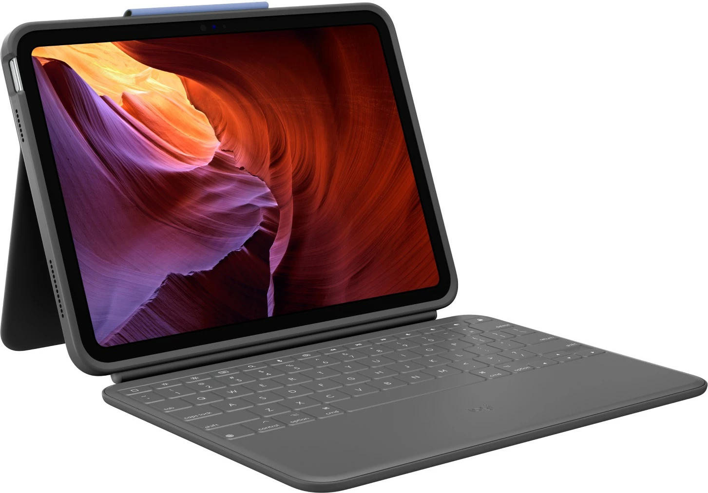 Mbështjellës me tastierë Logitech Rugged Folio për iPad 10th Gen, gri