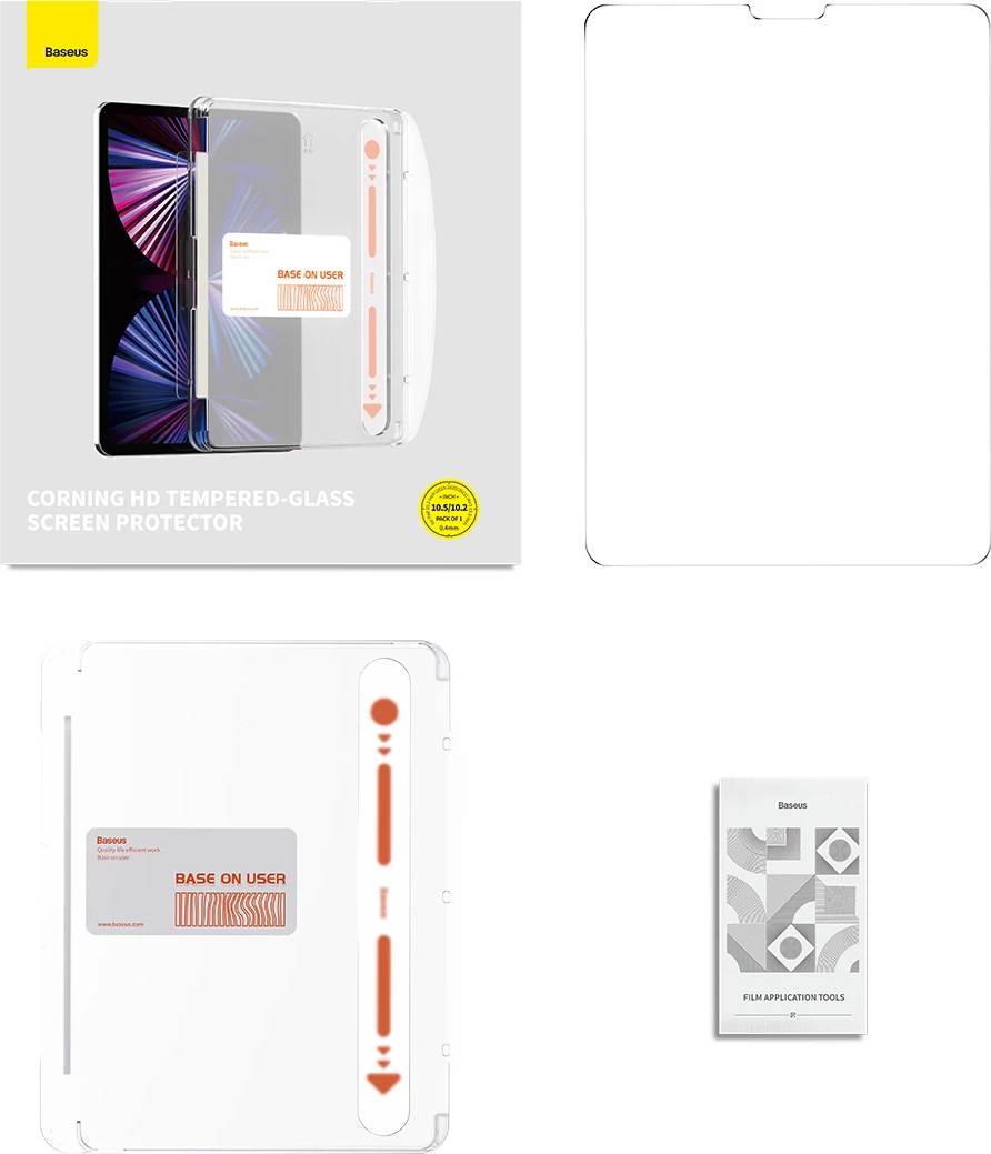 Xham i temperuar Baseus Crystal për iPad 10.2''/iPad Air 3 10.5'', transparent, me set montimi