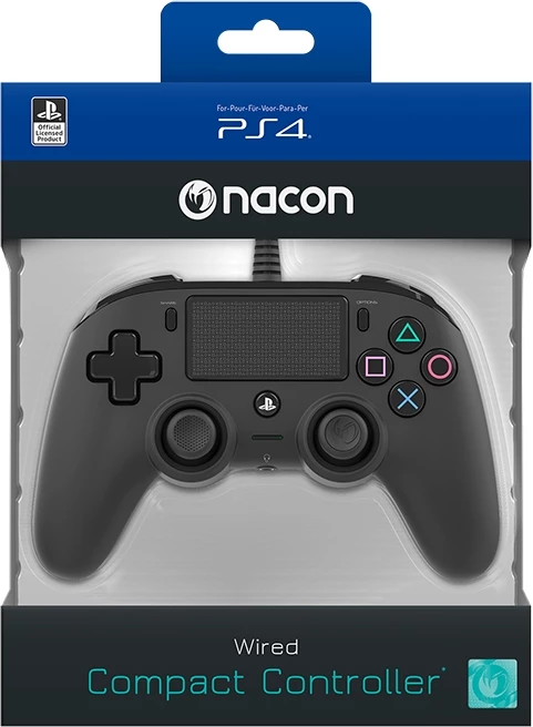 Kontroller PS4 me kabllo Nacon Compact, 3 m, vibro, touchpad, 3.5 mm, i zi