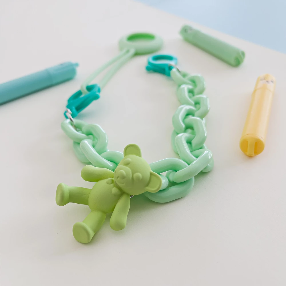 Varëse zinxhir shumëngjyrëshe Hurtel Color Chain me arush, për celular, çantë, portofol, e verdhë