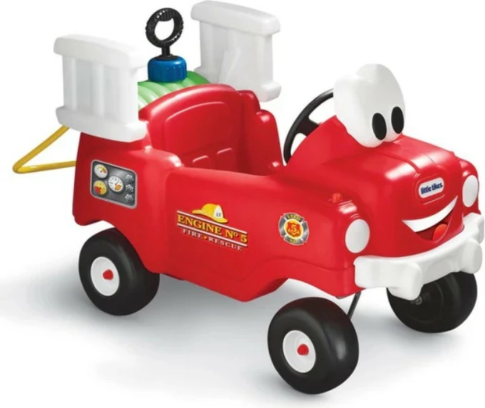 makinë ride-on për fëmijë, Little Tikes, Spray & Rescue Fire Truck 170287-PE13, me depo uji dhe zorrë spërkatëse, ngarkesë max 22.68 kg, 18+ muaj, plastikë, e kuqe/e bardhë