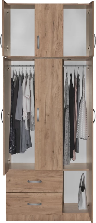 Dollap me tre dyer dhe kabinet Zelia natyral 90x42x240cm