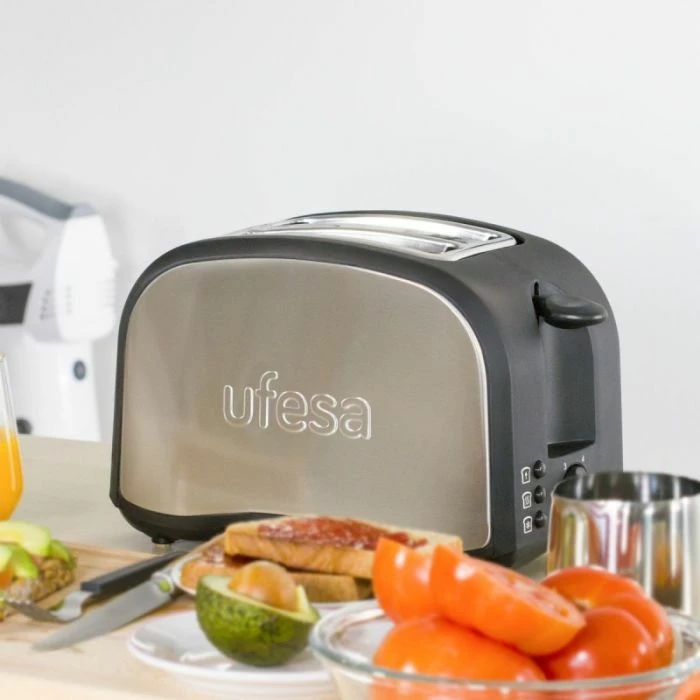 Toster UFESA TT7985, 2 vende, 800 W, argjendtë/zi