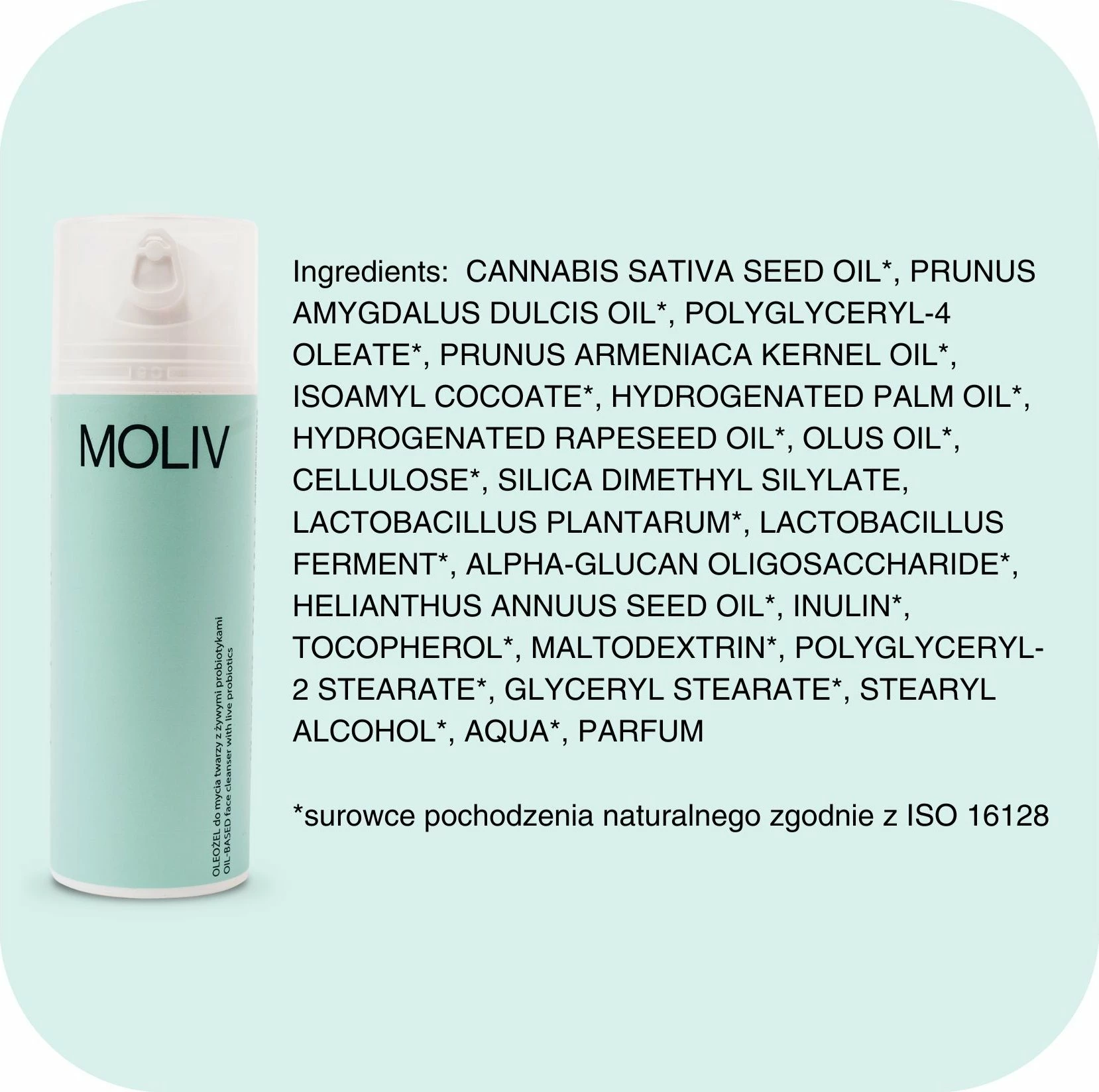Oleo-xhel pastrues fytyre MOLIV Oleożel me probiotikë të gjallë, vegan 50 ml