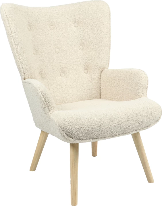 Karrige Fluffy, pëlhurë teddy, krem-natyrale, 75x69x96cm