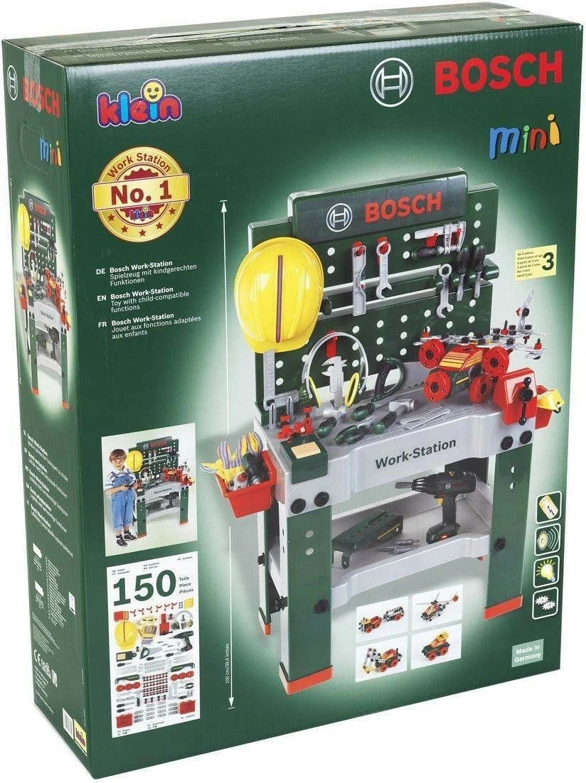 Set lodrash punëtori Klein Bosch Workshop No. 1, 150 pjesë, Gjelbër/Kuqe/Argjend