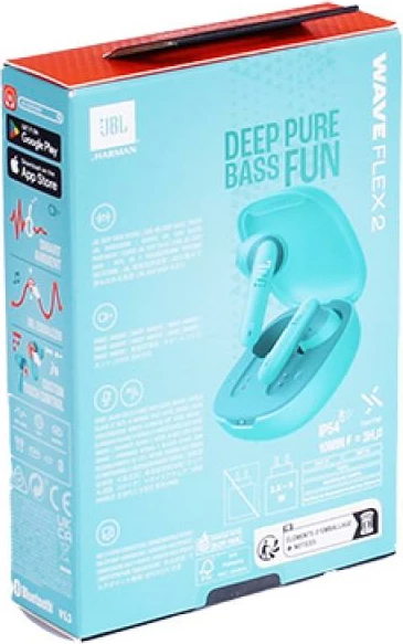 Kufje JBL Wave Flex 2 true wireless me Pure Bass, multipoint Bluetooth, deri 40 orë bateri, blu