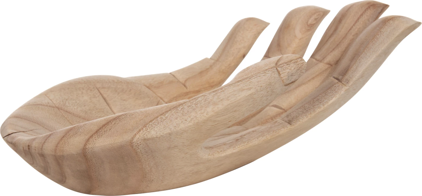 Dekor tavoline dorë e djathtë FH4278R dru i ngurtë albasia ngjyrë natyrale 30x20x10H cm