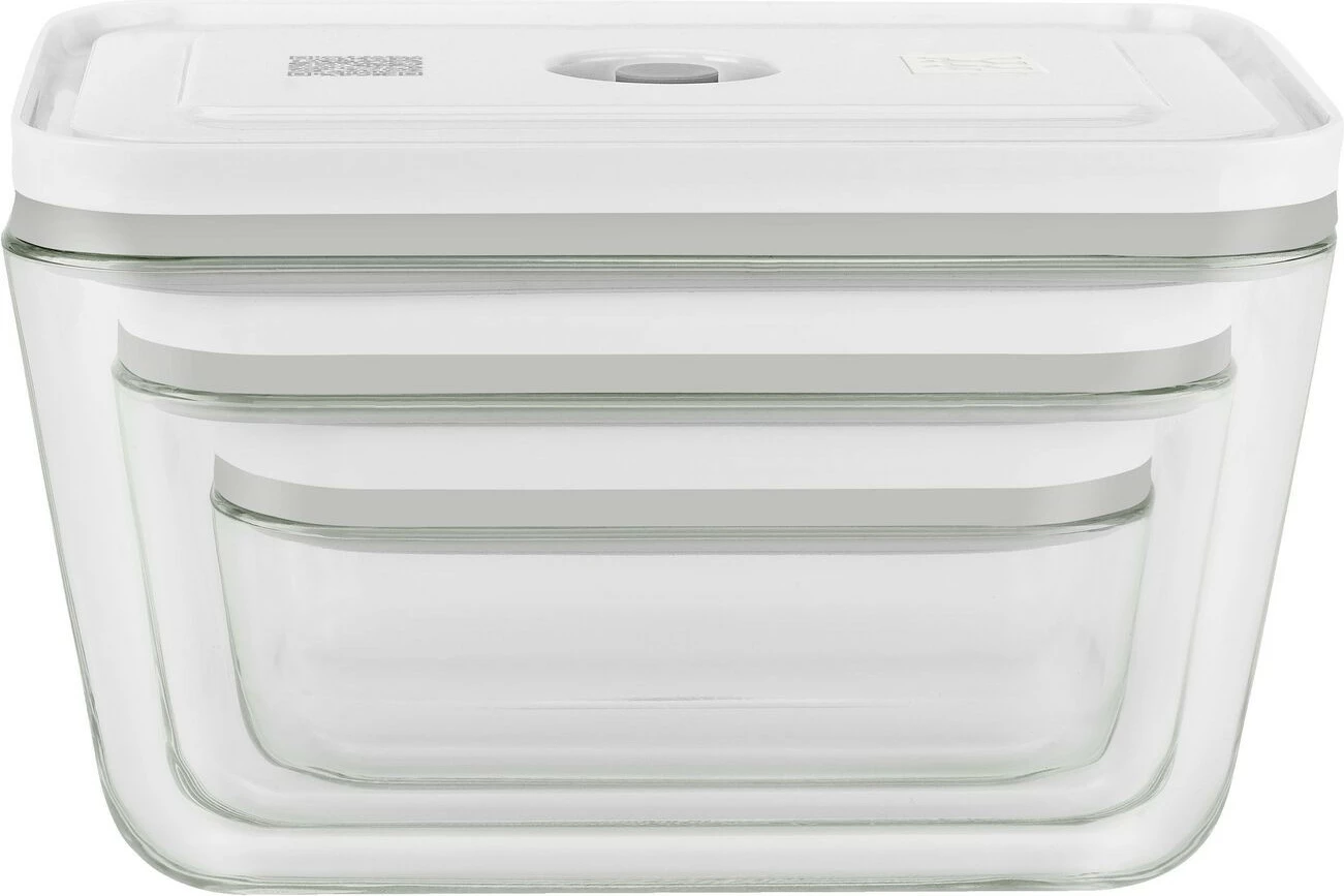 Set kuti ushqimi Zwilling FRESH & SAVE, 3 copë, qelq, kapak plastik, 350ml/750ml/1600ml, gri/transparente