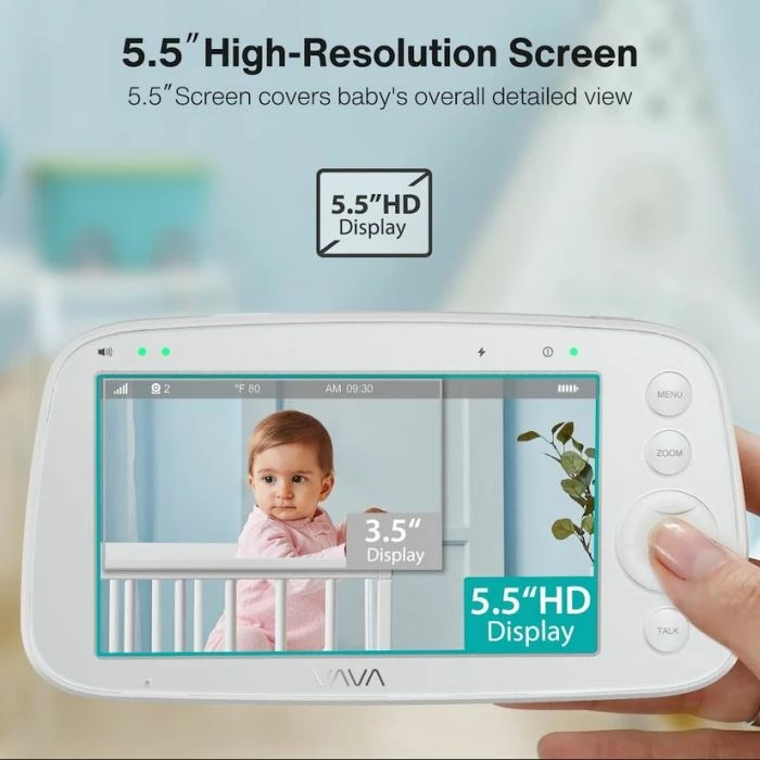 monitor bebe VAVA VA-IH019, ekran 5.5\" 1080P, night vision, bateri 4500mAh, dykahësh talk, set me 1 kamerë, bardh/zi
