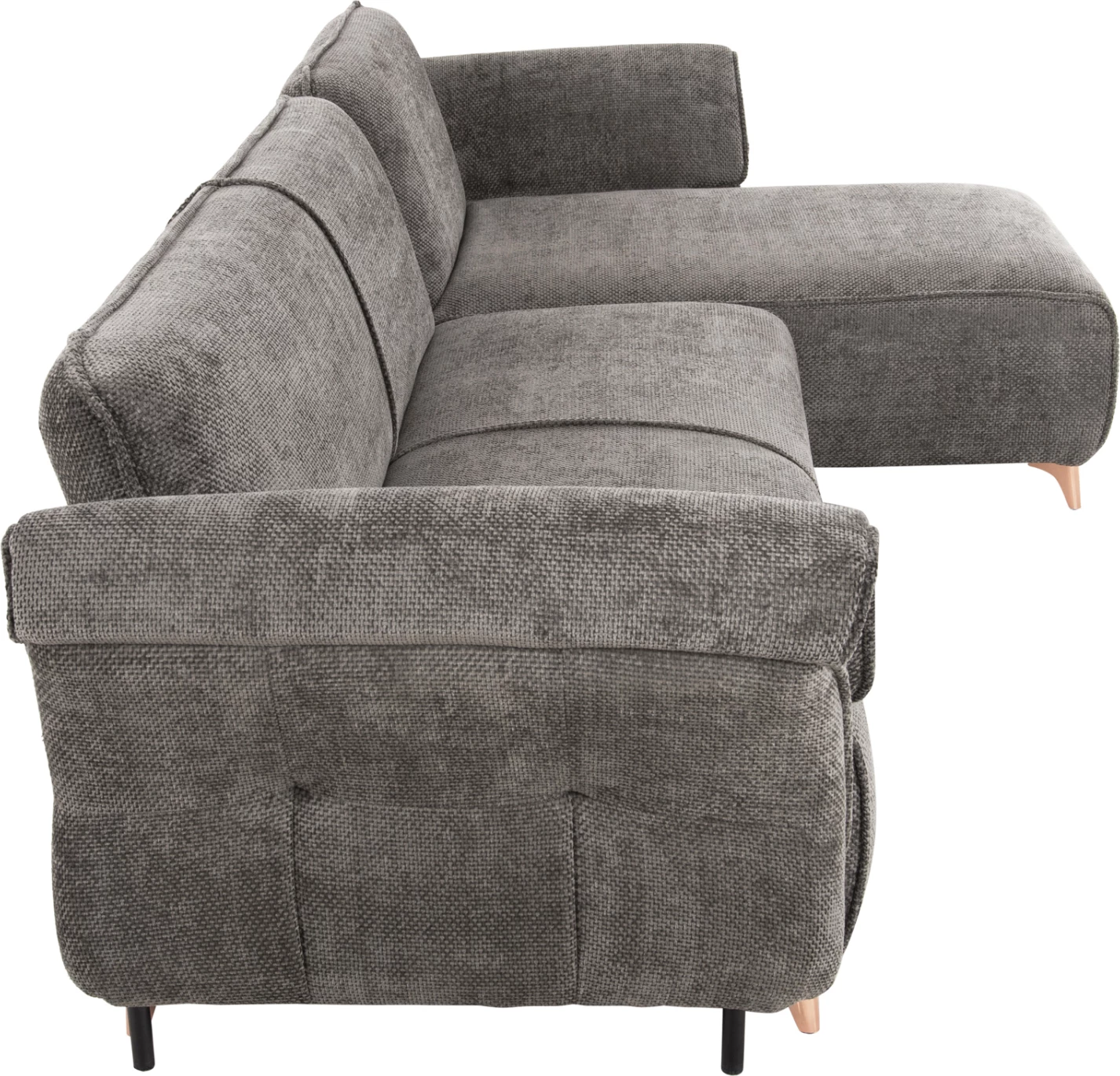 Divan qoshe i kthyeshëm MAILO, FH6071.02, pëlhurë gri e errët, këmbë metalike, 300x150x80H cm