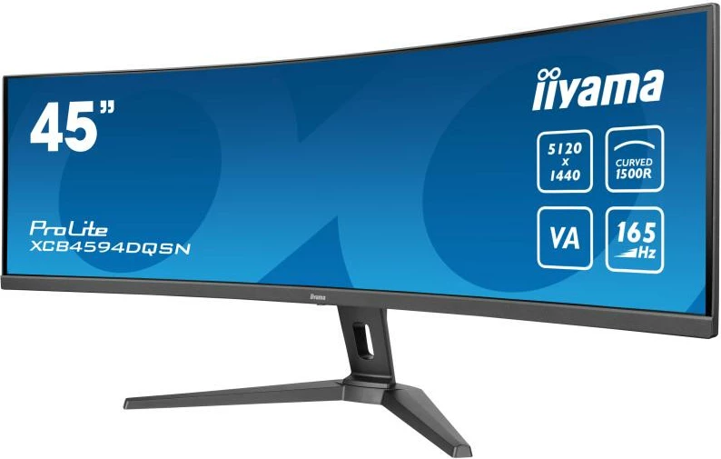 Monitor iiyama ProLite XCB4594DQSN-B1 45" DQHD 5120x1440, VA 1500R, 165Hz, USB-C dock me KVM, e zezë