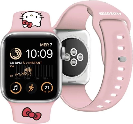 Rrip silikoni për Apple Watch Hello Kitty, 42/44/45/49mm, Rozë