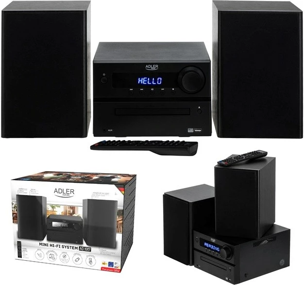 Mini tower HI-FI Adler AD 1917 me Bluetooth, CD, USB, FM Radio, e zezë