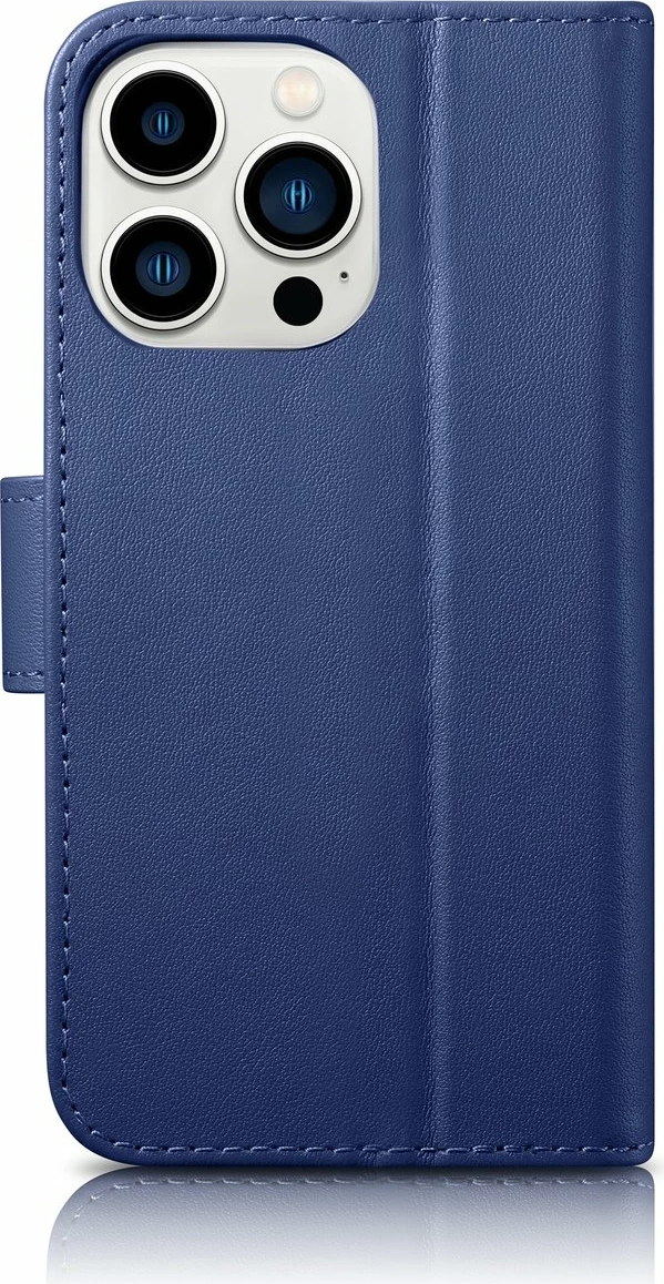 Mbështjellës iCarer Wallet Case 2in1 për iPhone 14 Pro Max, lëkurë, Anti-RFID, Kaltër