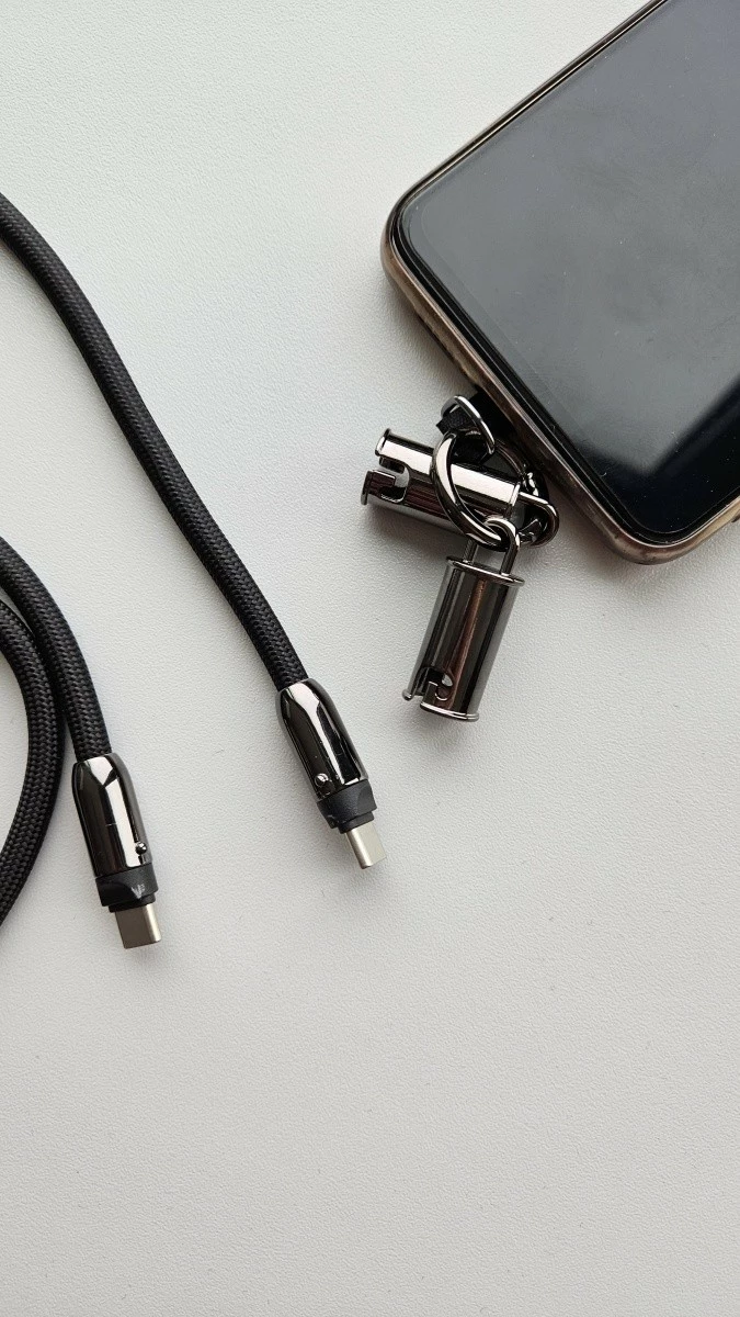 Kabllo USB C 2-në-1 me litar, TB, 1.2m, e zezë