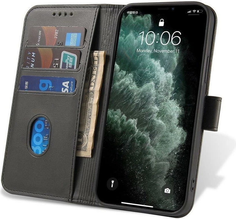 Mbështjellës Hurtel Magnet Case për Vivo Y51 2020/Y51A, me kapak dhe mbështetëse, i zi