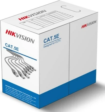 Kabllo rrjeti Hikvision DS-PL-5E, Cat5e, 305m, Gri