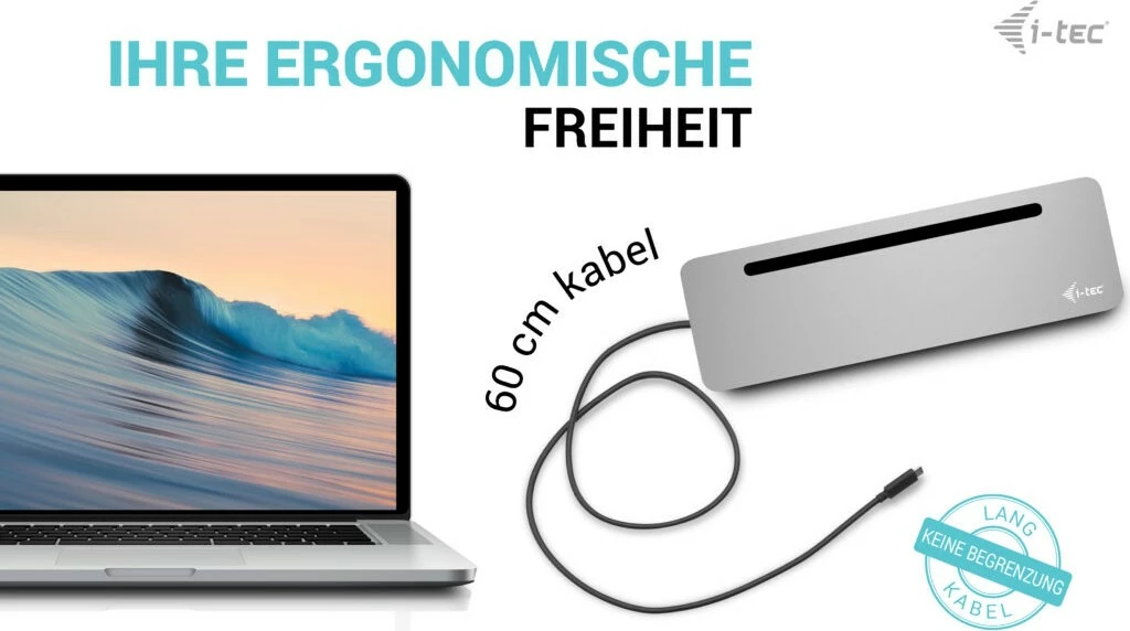 Docking station I-Tec USB-C Metal Ergonomic 3x 4K, 100W, me karikues universal, argjend