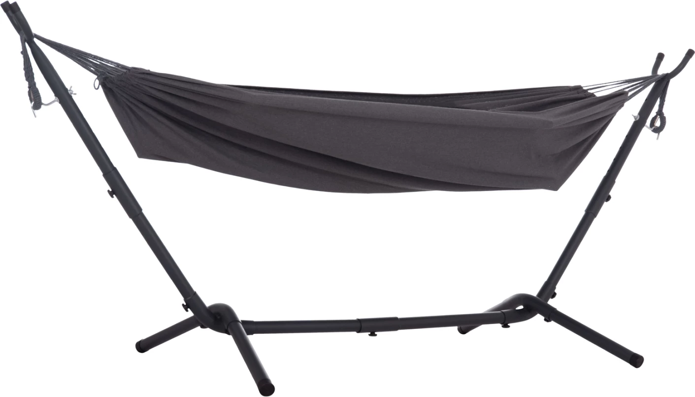 Hamake CRAVE, kornizë metalike antracit, pëlhurë gri e errët, 265x93x105cm