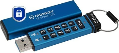 USB Kingston IronKey Keypad 200 32GB, USB 3.2, blu