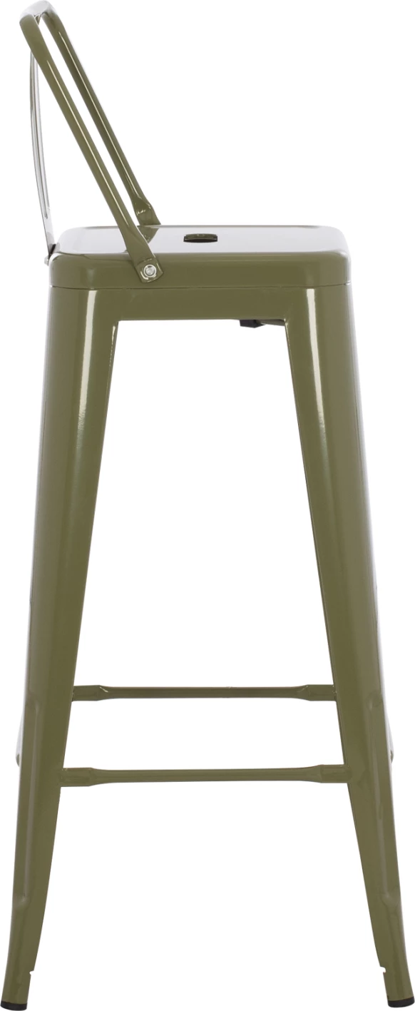 Karrige për bar me mbështetëse, MELITA-PRO, metal, ngjyrë ulliri e errët, 42x42x100H cm