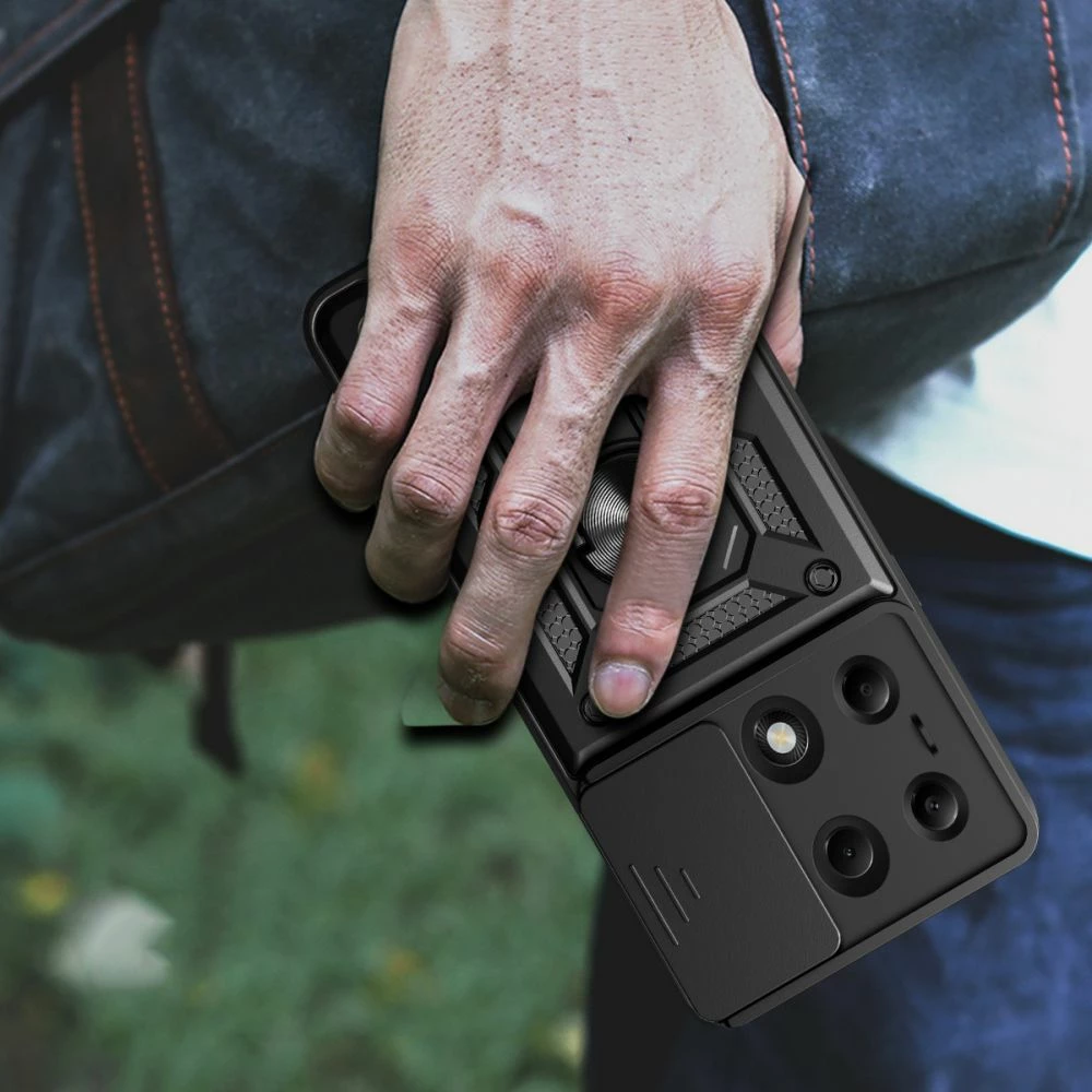 Mbështjellës Tech-Protect CamShield Pro për Xiaomi Redmi Note 13 Pro / Poco M6 Pro, me unazë dhe rrëshqitës për kamerë, i zi