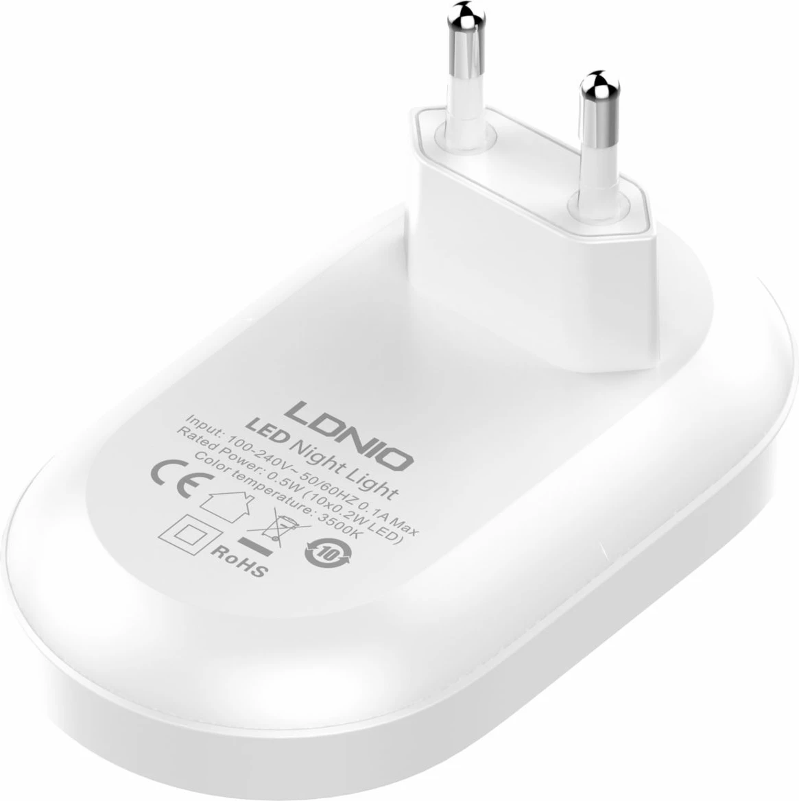 Dritë nate me sensor LDNIO Y2 LED 0.5 W 3500K prizë EU, e bardhë