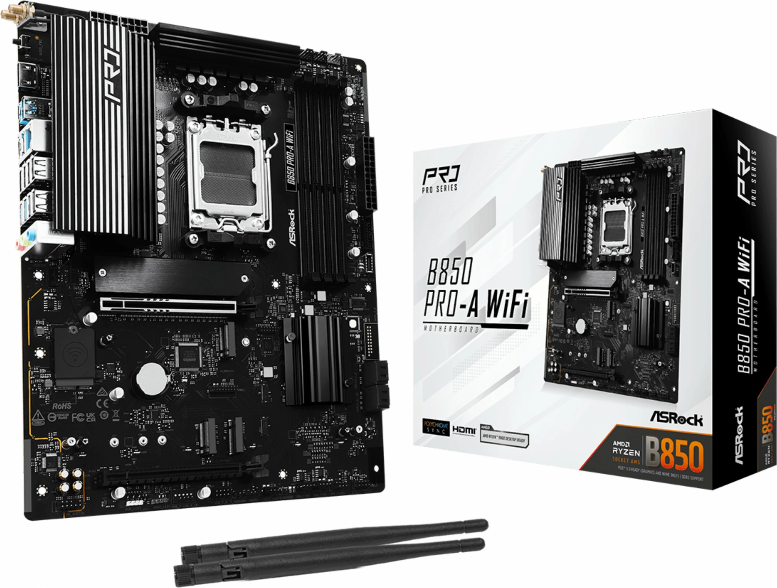 Pllakë amë ASRock B850 Pro-A WiFi, Socket AM5, DDR5, 256GB, WiFi 6E, Bluetooth, ATX