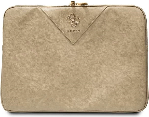 Mbështjellës laptopi Guess ZIP Leather Triangle, 14 inç, lëkurë ekologjike, ari