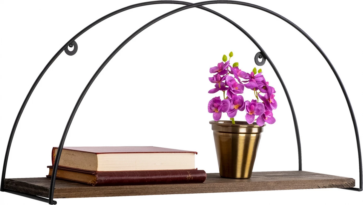 Raft muri prej druri bredhi dhe metali të zi FH9112.01 60x15x30 cm