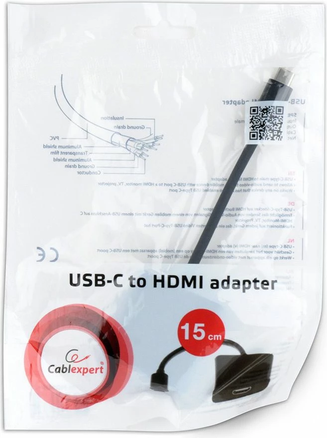 Adapter USB-C në HDMI Gembird A-CM-HDMIF-01 USB 3.1 (USB-C mashkull në HDMI femër), i zi