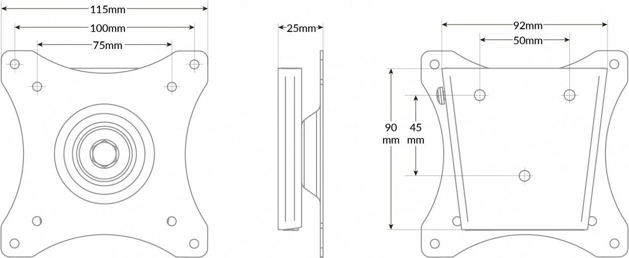 Mbajtës muri për monitor Edbak GD03, VESA 75x75 - 100x100, 10 kg, i zi