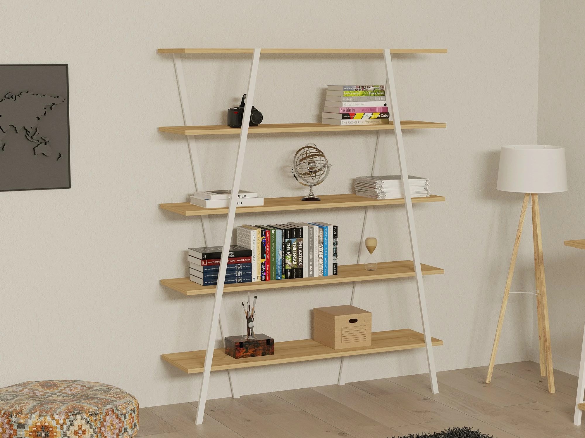 Raft librash Hanah Home, Dobra, ngjyrë safir dhe e bardhë