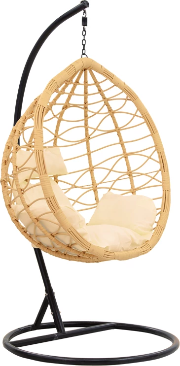 Karrige varëse Hudson, metalike, ngjyrë e zezë-pp natyrale-jastëk bezhë, 109x119x195cm