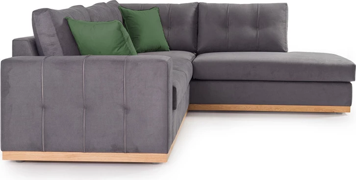 Kënd divan Boston këndi majtë, pëlhurë, ngjyrë gri e errët-gjelbër e errët, 280x225x90cm